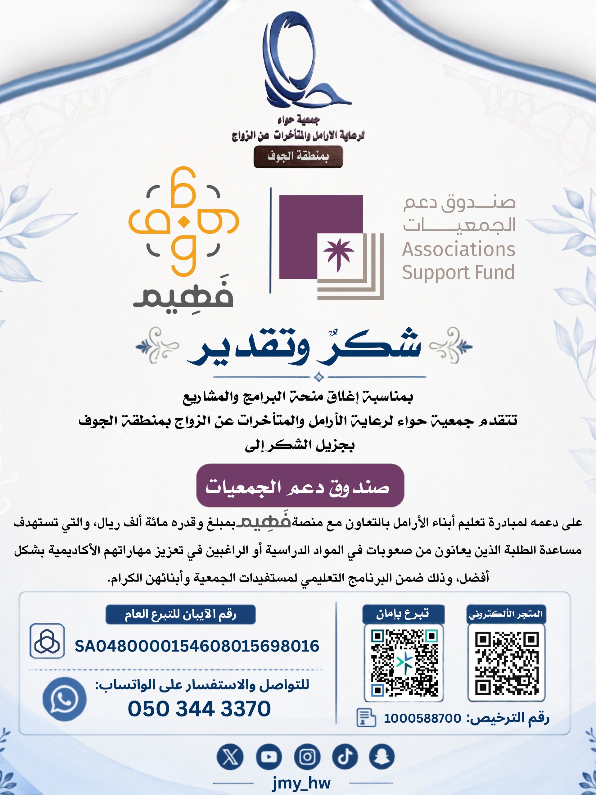 مناسبة اغلاق منحة البرامج والمشاريع