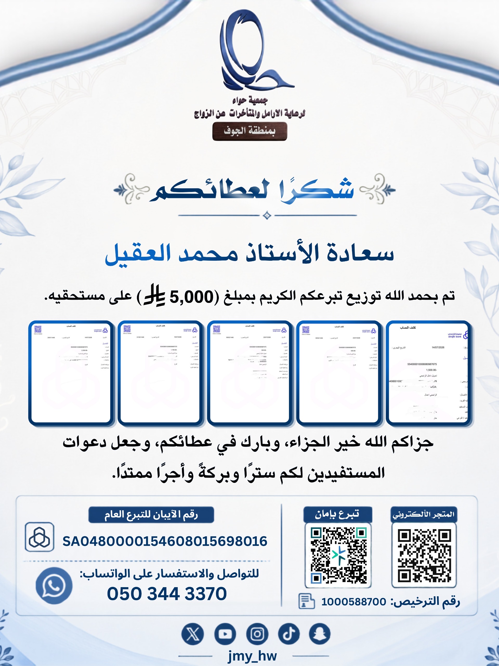 تبرع الاستاذ محمد العقيل
